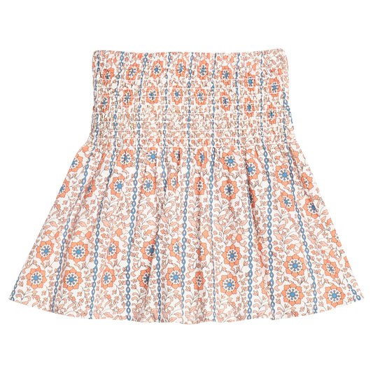 Shirred Circle Skirt, Verbier Vines Orange