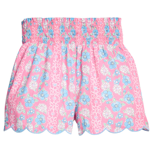 Shirred Shorts, Spring Marguerite Floral