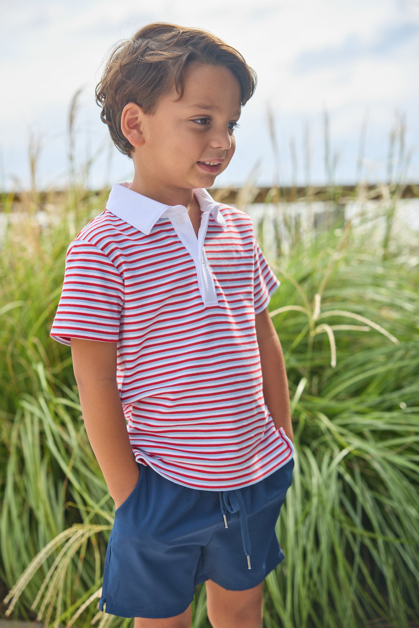 Short Sleeve Polo, Americana Stripe