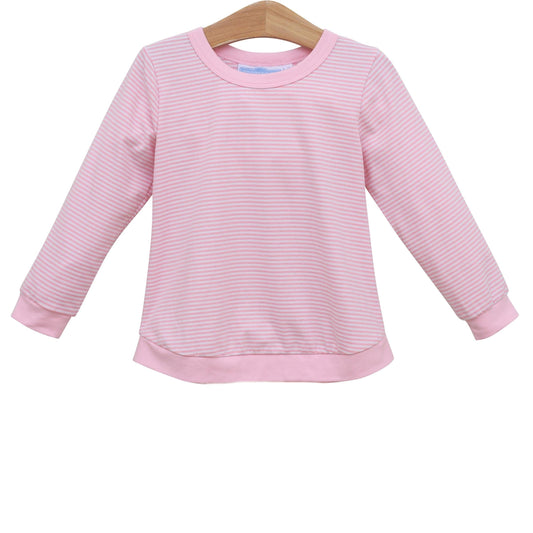 Reagan Top, Light Pink Stripe