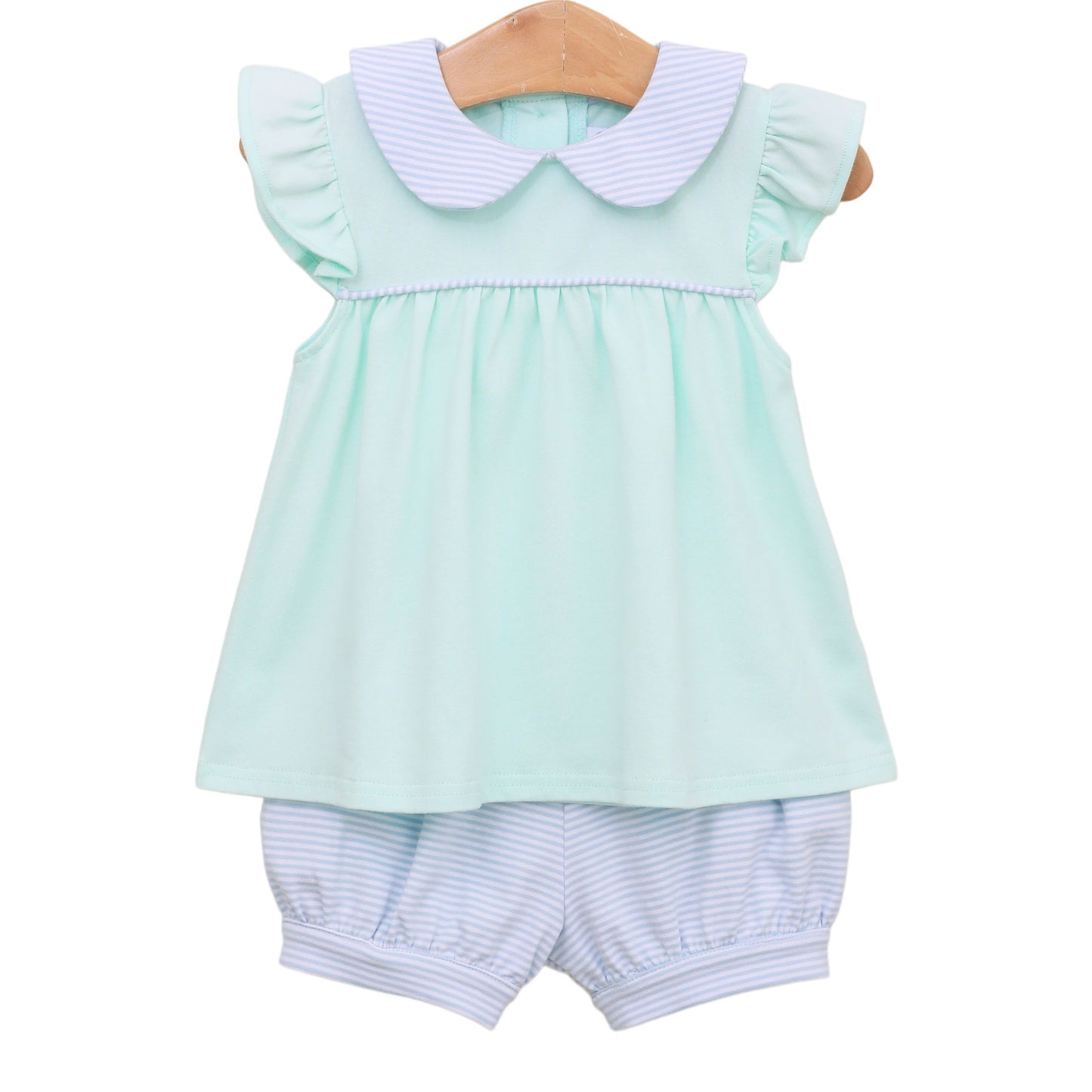 Genevieve Bloomer Set, Light Blue Stripe & Mint