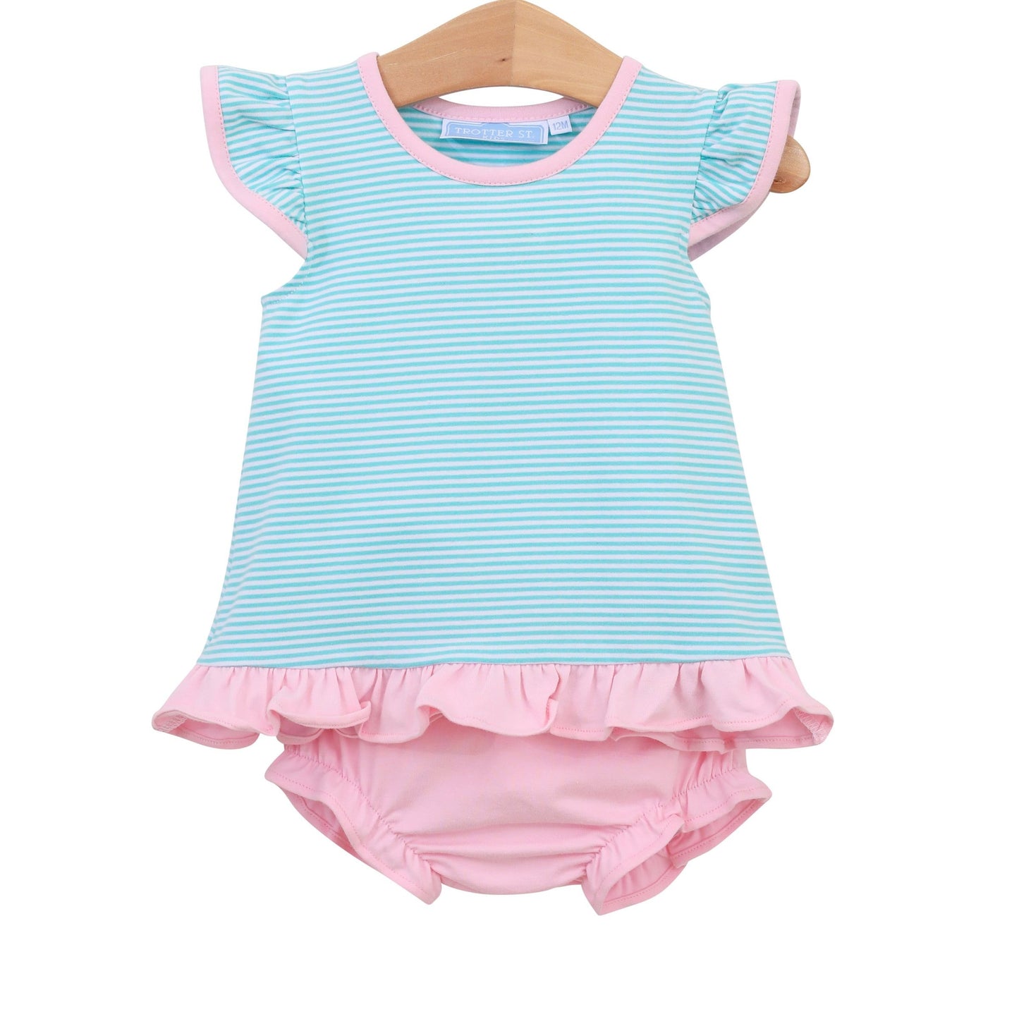 Mary Margaret Diaper Set, Mint Stripe & Light Pink