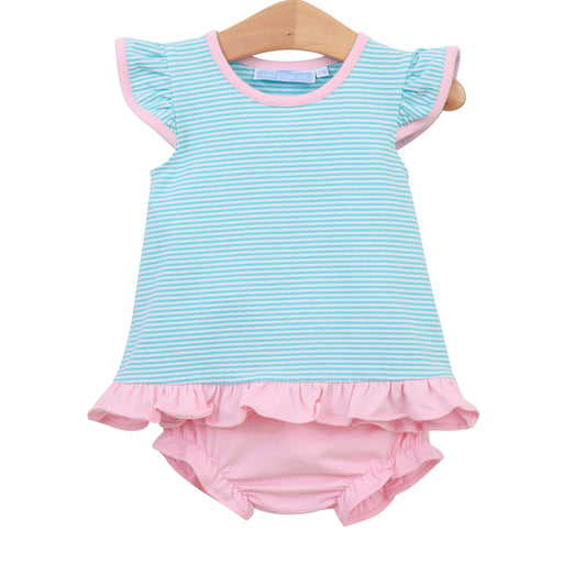 Mary Margaret Diaper Set, Mint Stripe & Light Pink