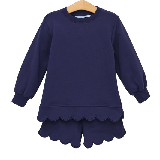 Sophia Scalloped Set, Navy