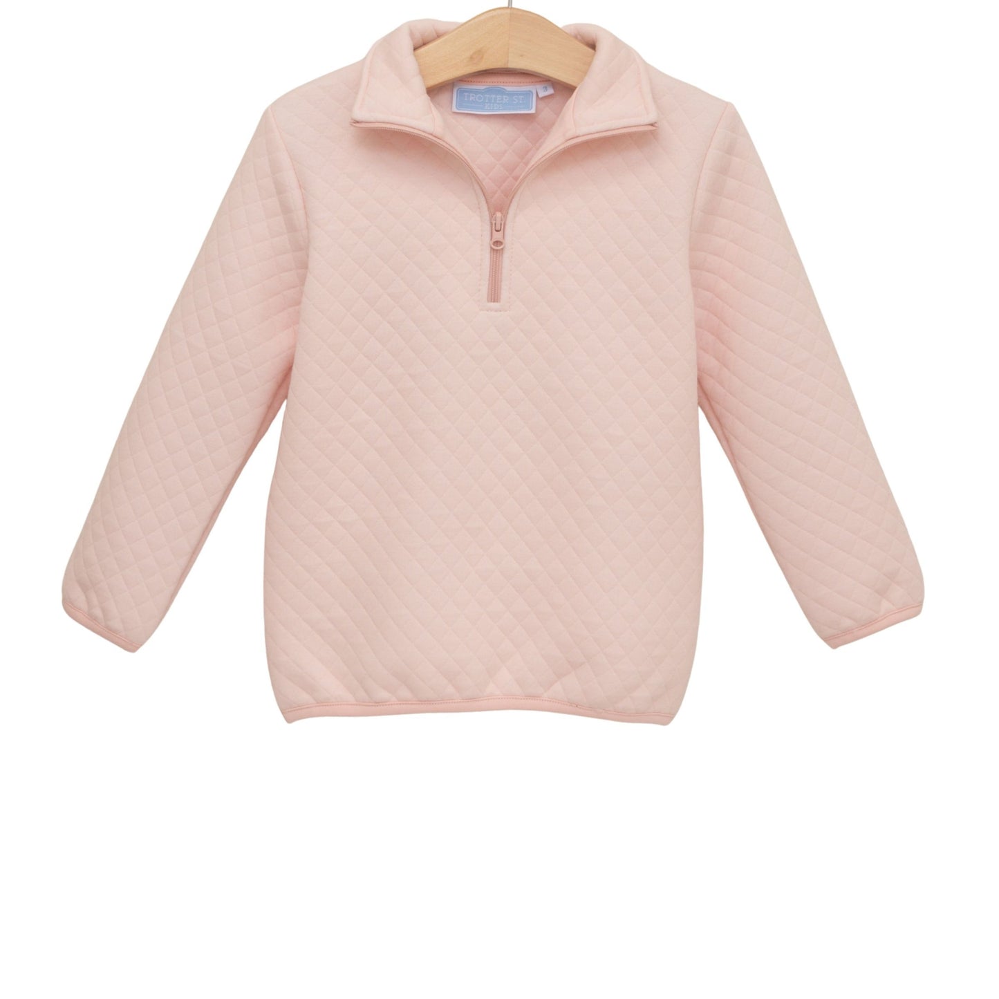 1/4 Zip Quilted Pullover, Light Pink
