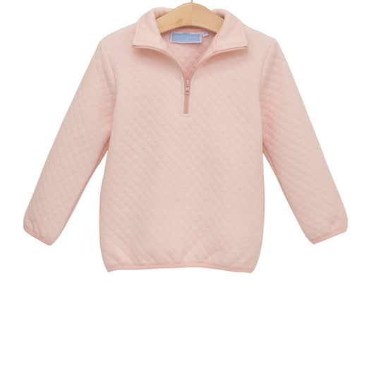 1/4 Zip Quilted Pullover, Light Pink