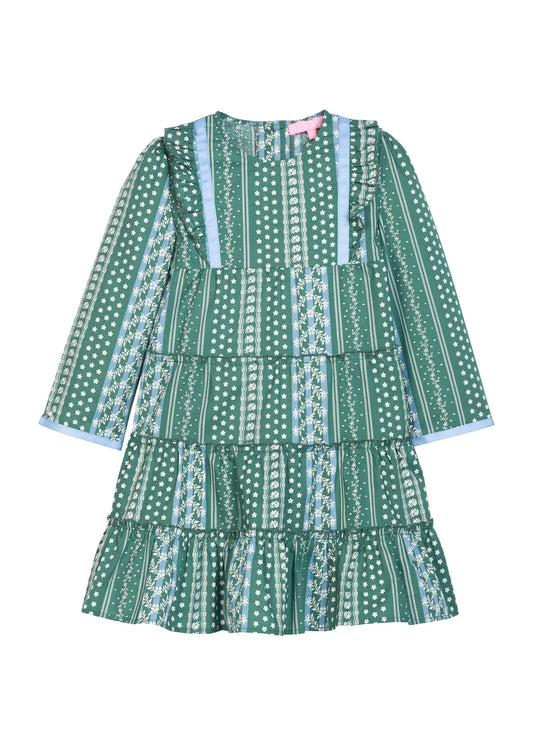 Tiered Porto Dress, Fairfield Forest Stripe