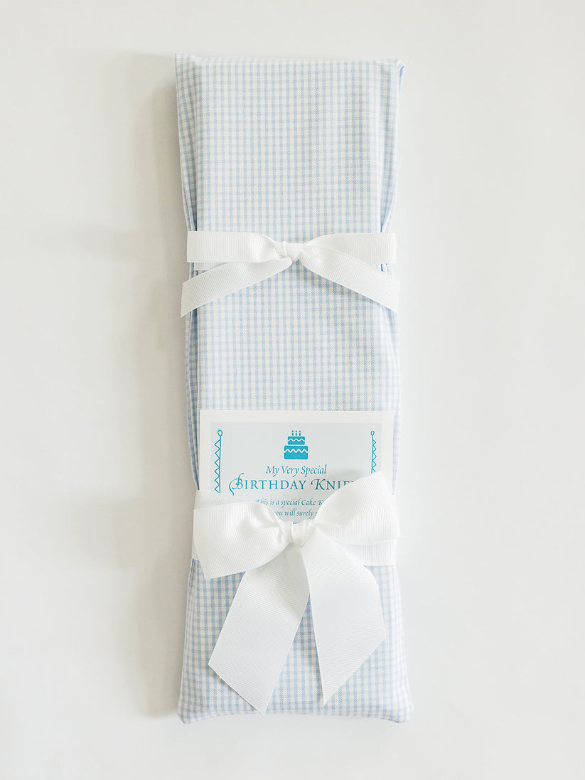 Tiny Blue Gingham Keepsake Cake Knife