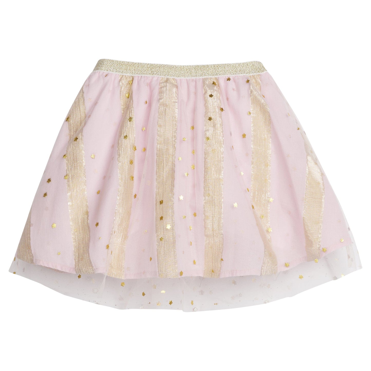 Tulle Circle Skort, Pink Metallic Stripes Stars