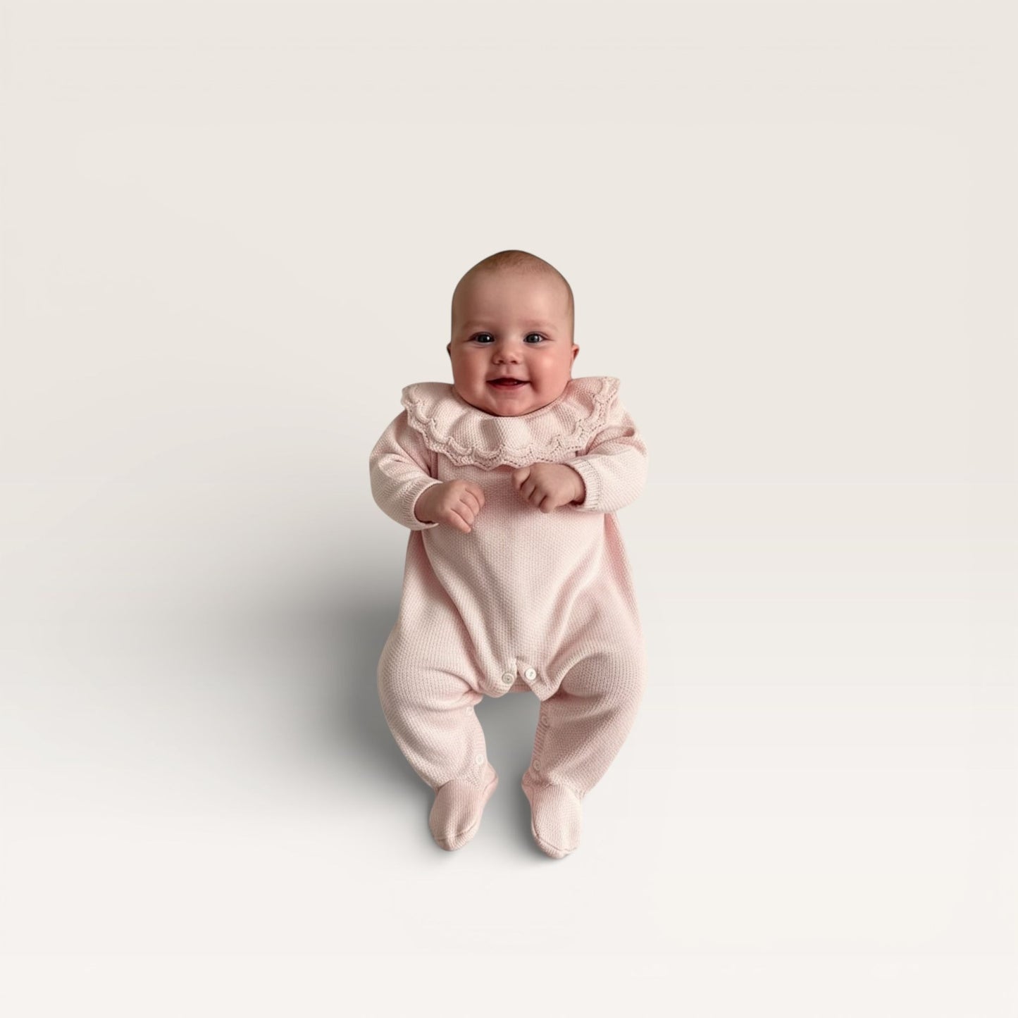 Popcorn Footie with Ruffle Collar, Pink