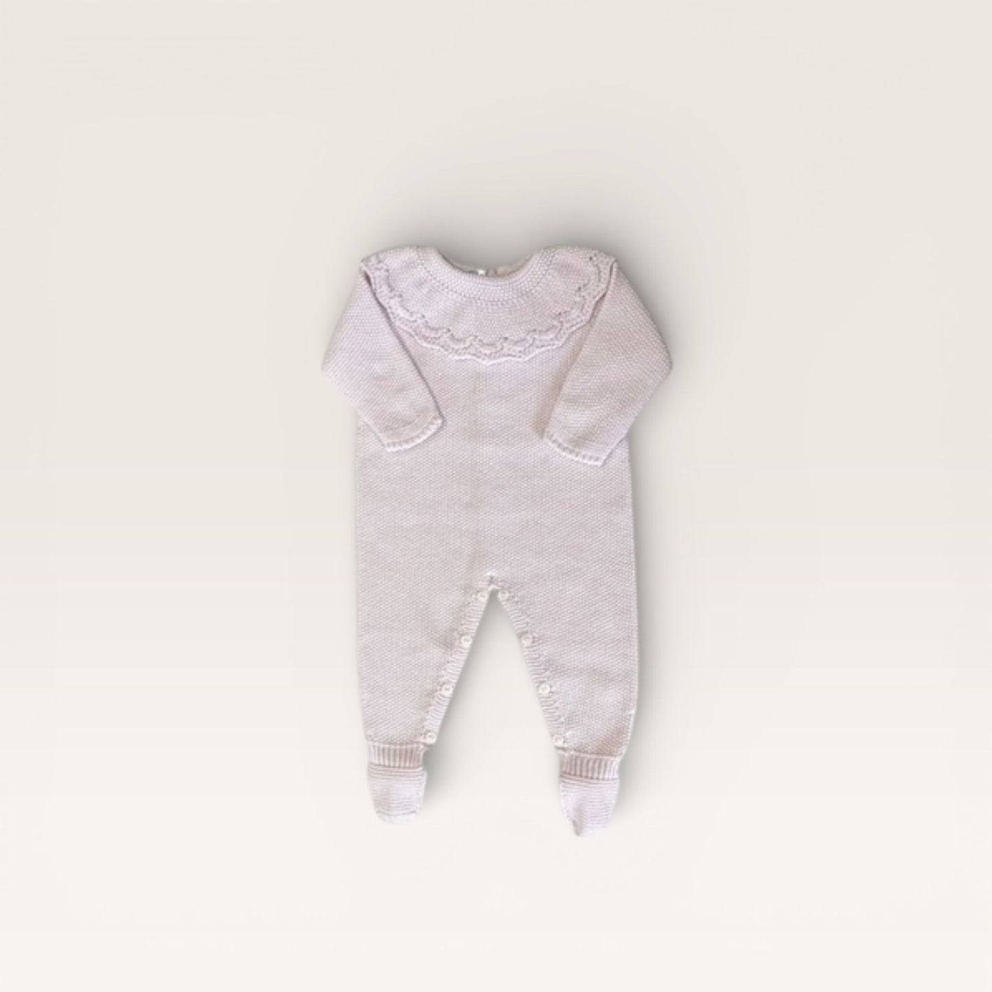 Popcorn Footie with Ruffle Collar, Pink