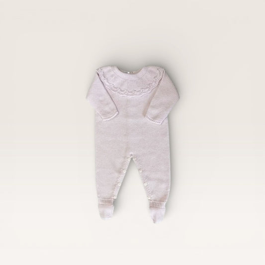 Popcorn Footie with Ruffle Collar, Pink