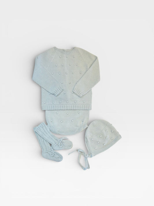 Raised Dot Diaper Set, Light Blue