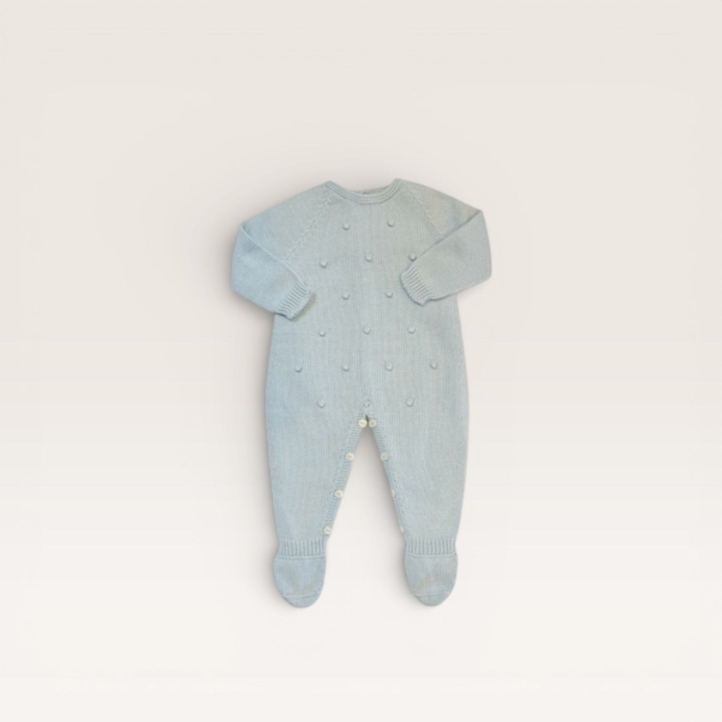 Raised Dot Footed Romper, Light Blue