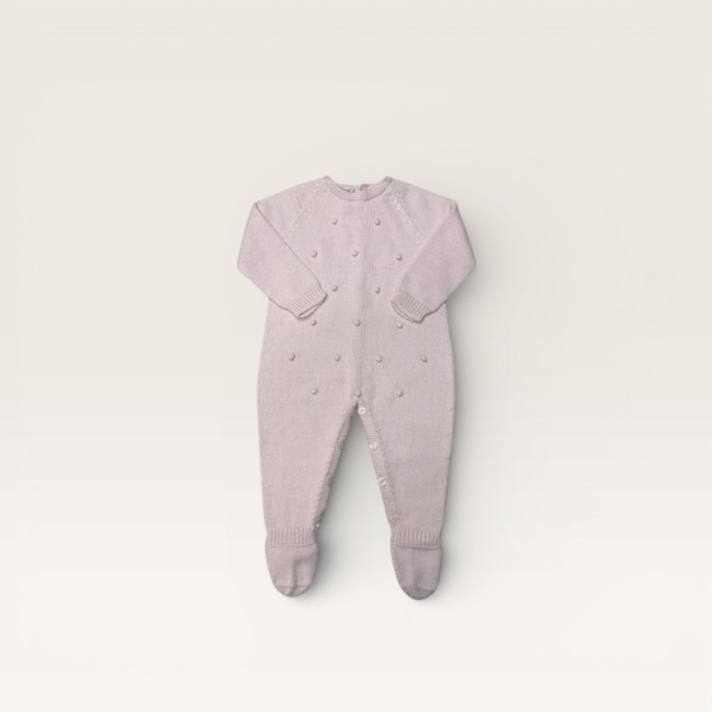 Raised Dot Footed Romper, Pink