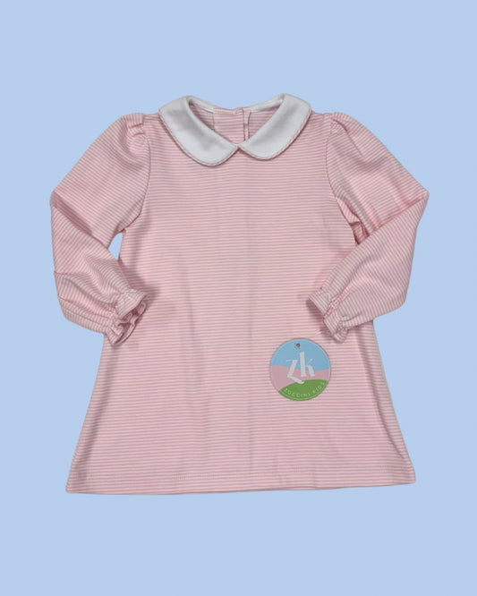 Louisa Dress, Pink Bitty Stripe