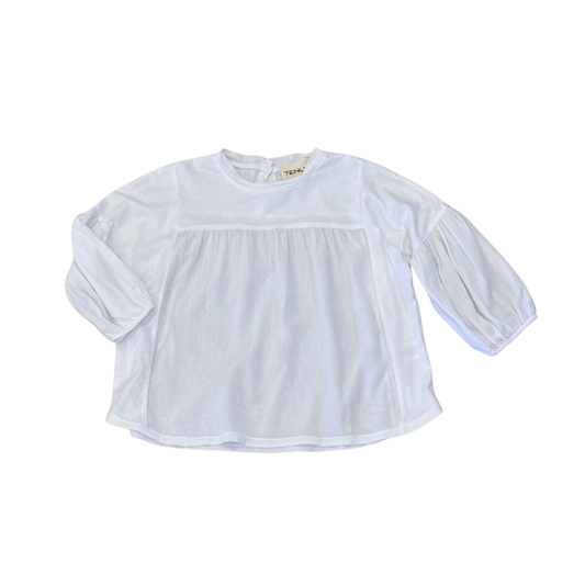 Mixed Media Peasant Top, White