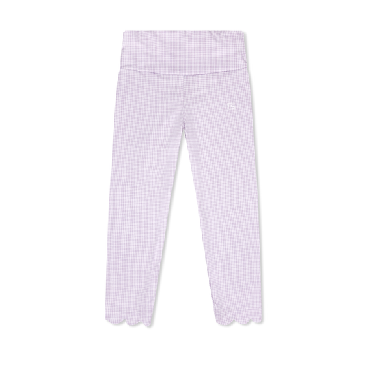 Sadie Scallop Legging - Petal Purple Minigingham