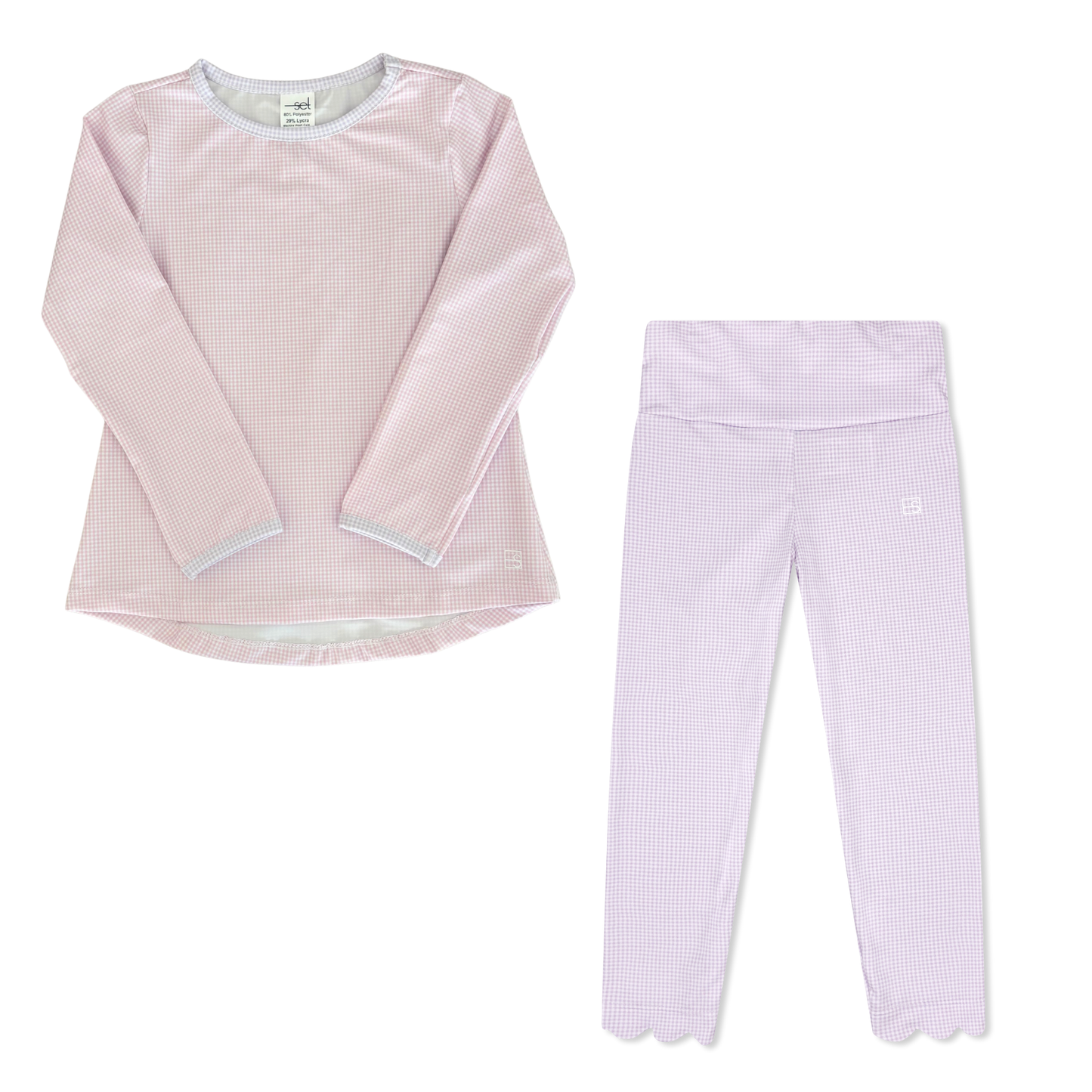 Bridget Basic T - Cotton Candy Pink and Petal Purple Minigingham