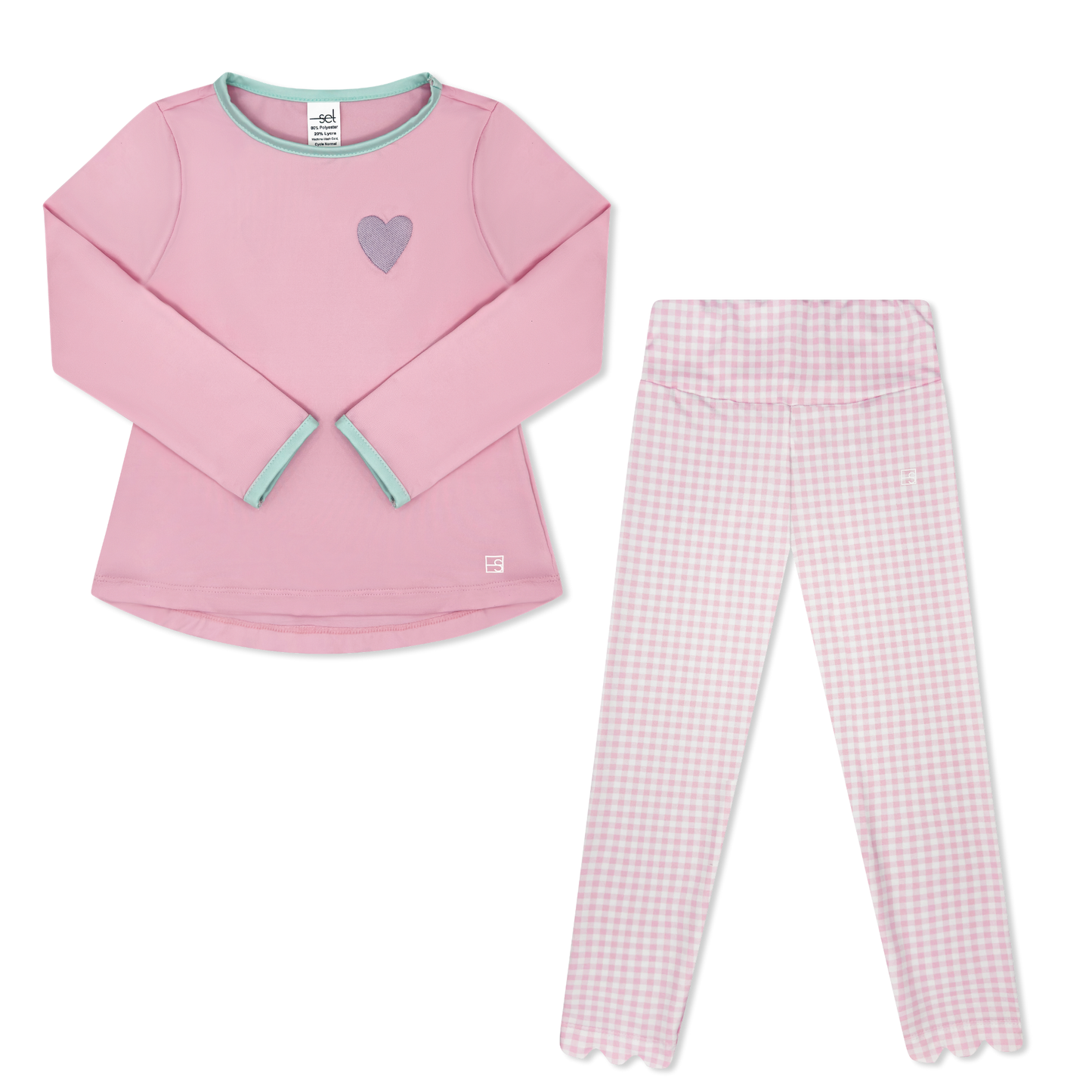 Sadie Scallop Legging - Cotton Candy Pink Check