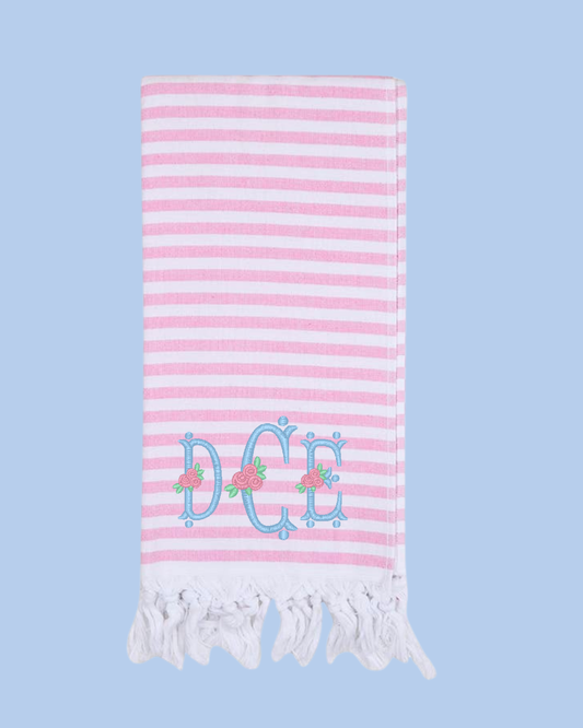 Turkish Beach Towels with Terry Backing, Multiple Colors