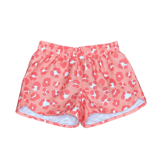 Athletic Shorts, Pink Leopard