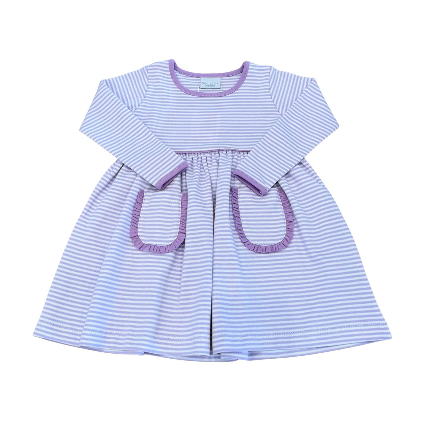 🎂 Popover Dress, Lilac Stripe