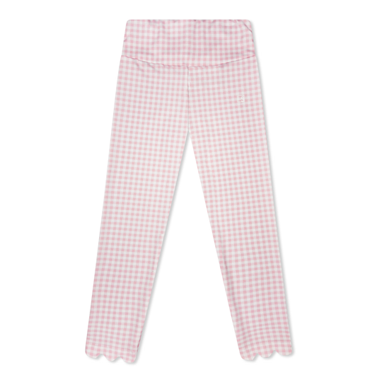 Sadie Scallop Legging - Cotton Candy Pink Check