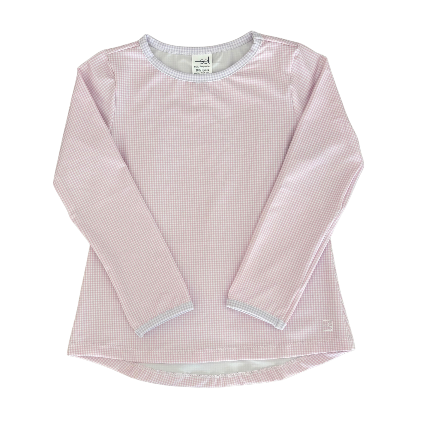 Bridget Basic T - Cotton Candy Pink and Petal Purple Minigingham