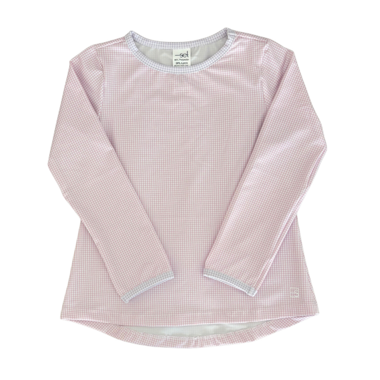 Bridget Basic T - Cotton Candy Pink and Petal Purple Minigingham