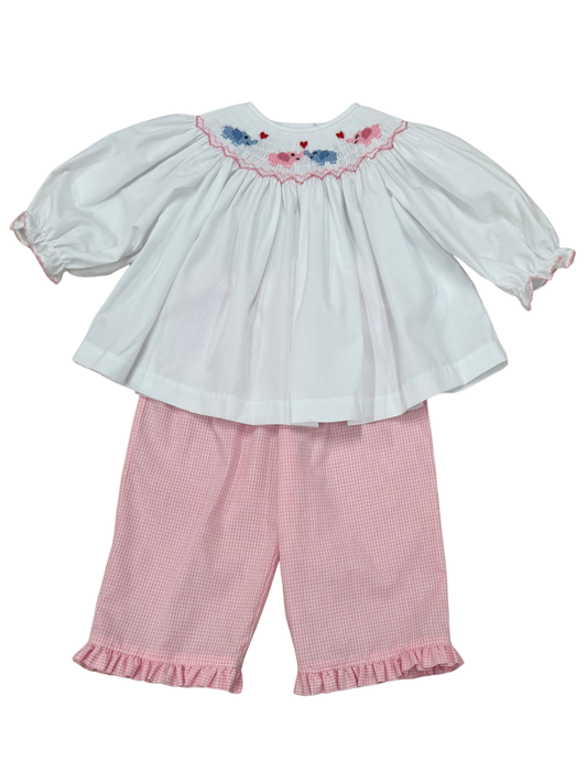 Valentines Elephant Smocked Bishop Pant Set