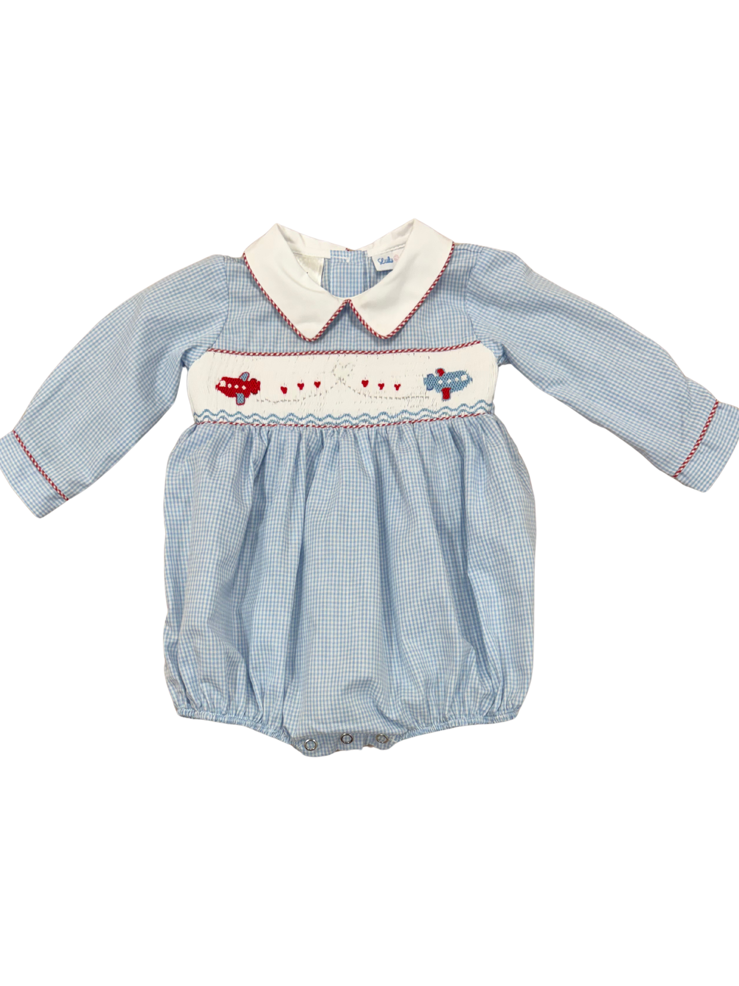 Valentines Airplane Smocked Long Sleeve Bubble