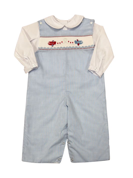 Valentines Airplane Smocked Longall
