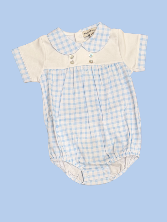 Blue Gingham Button Detail Bubble