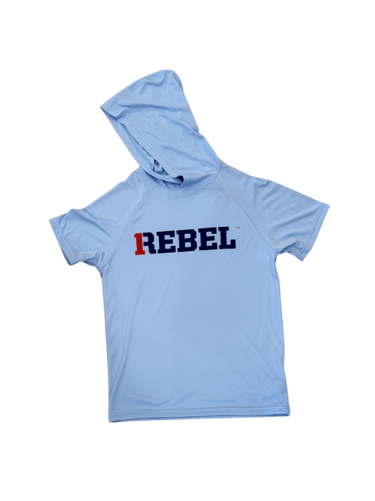 1Rebel Hooded Performance Shirt, Light Blue