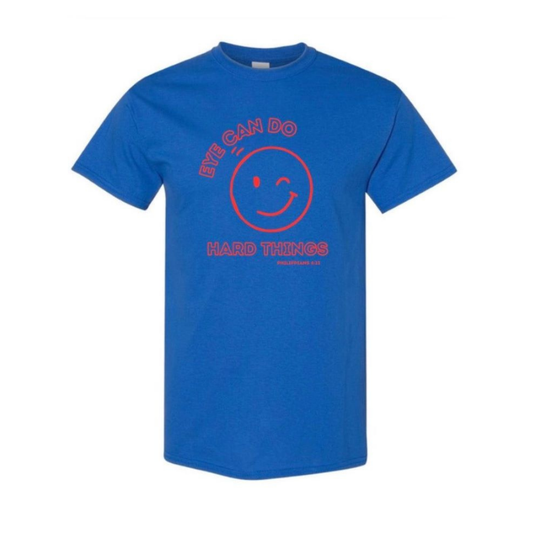 Eye Can Do Hard Things Short Sleeve Shirt, Royal Blue/Red