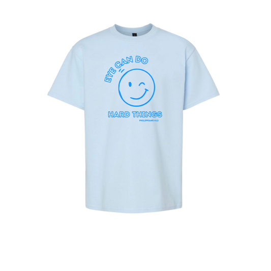 Eye Can Do Hard Things Short Sleeve Shirt, Light Blue