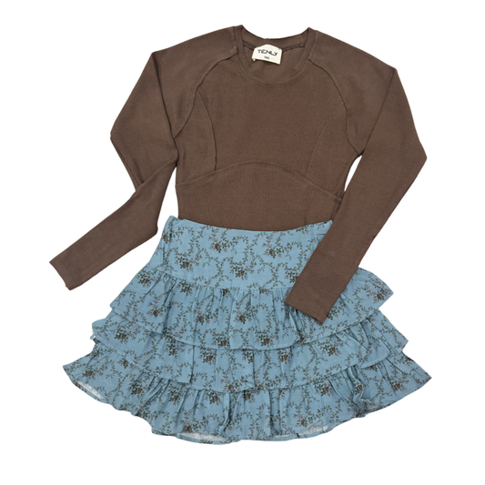 Chocolate Lava Ribbed Raglan Long Sleeve Shirt