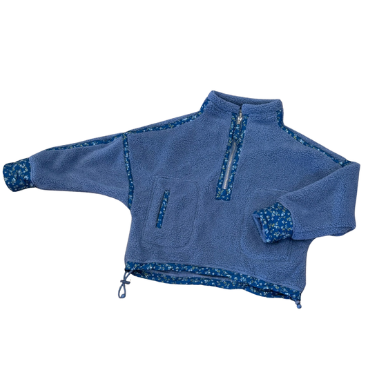 Floral Printed Piping Detail Sherpa Jacket