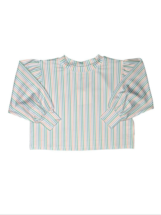Puff Sleeve Top, Multi Stripe