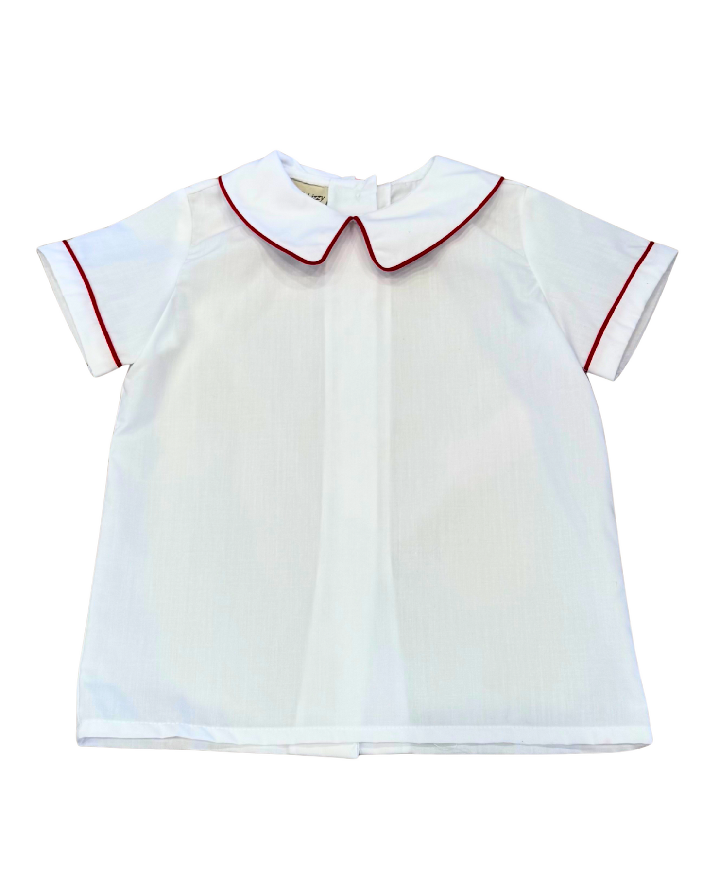 White Peter Pan Collar with Red Piping