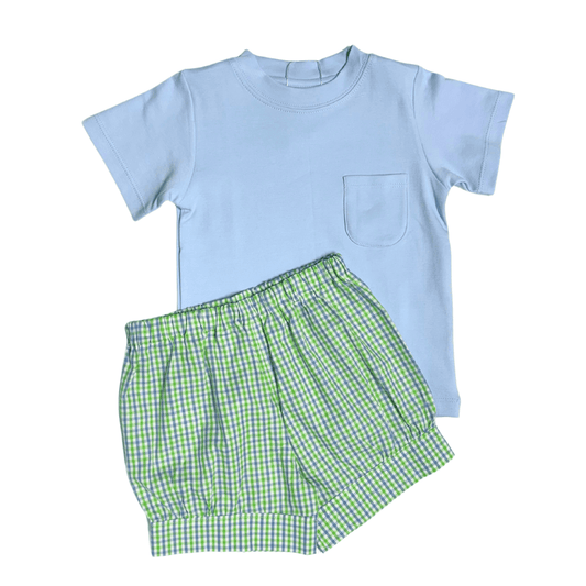 Short Sleeve Pocket Tee Shirt - Light Blue