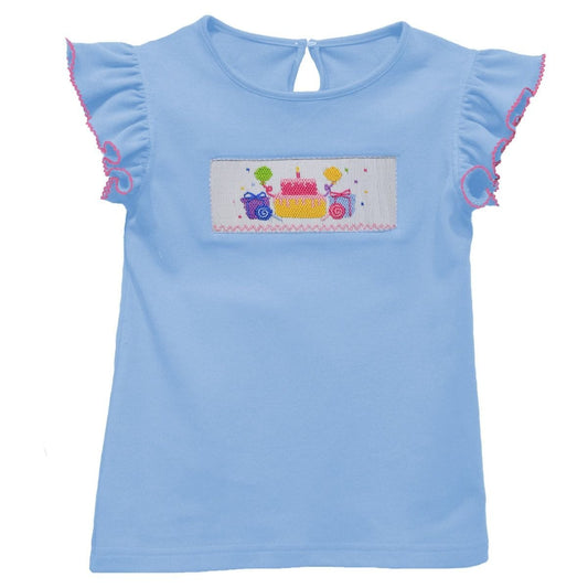 Birthday Smocked Flutter Sleeve Top