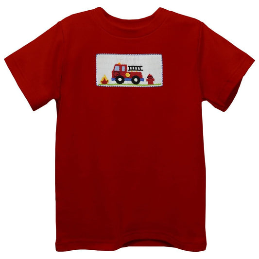 Firetruck Smocked Shirt, Red