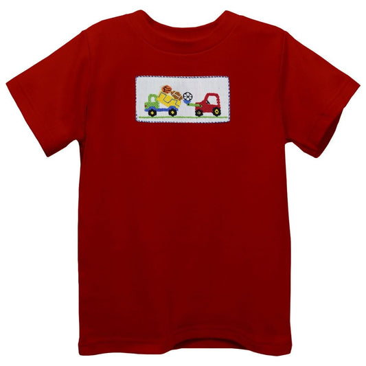 Sports & Truck Smocked Shirt, Red