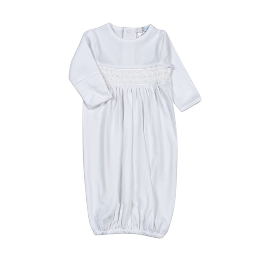 White Hand Smocked Pima Gown