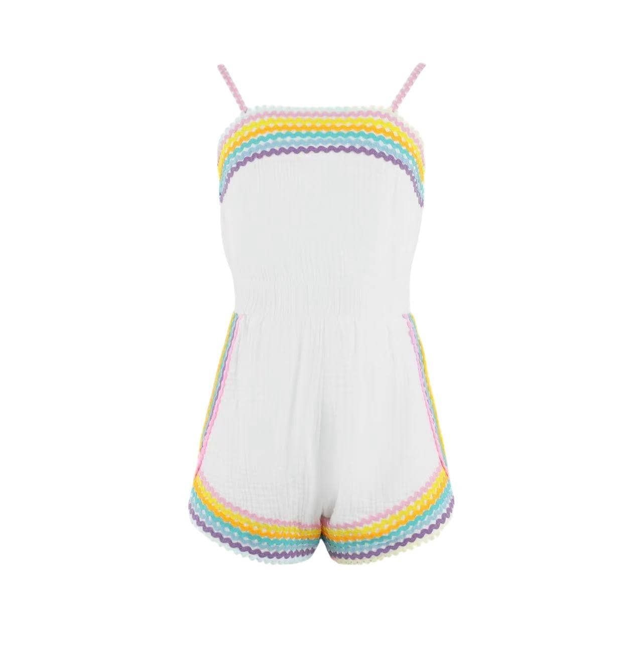 White Rainbow Summer Romper