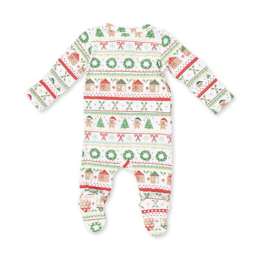 Gingerbread Fair Isle, 2 Way Zipper Footie