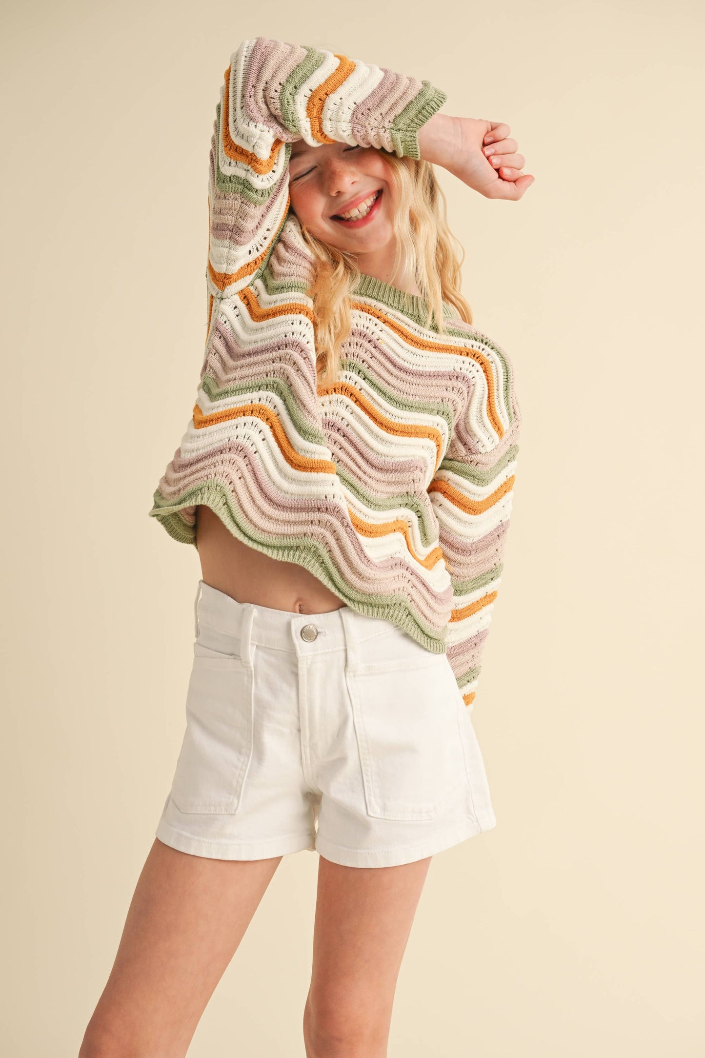 Wavy Rib Knit Sweater
