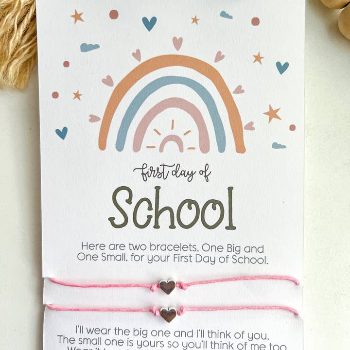 First Day of School Wish Bracelet - Pink